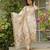 Women's cream viscose silk sequin & stone embroidered kurta pant set with printed silk dupatta