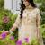 Women's cream viscose silk sequin & stone embroidered kurta pant set with printed silk dupatta