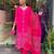 Pink french crepe v-neck kurta with sequin and stone embroidery printed chinon dupatta for elegant festive wear.
