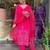 Pink french crepe v-neck kurta with sequin and stone embroidery printed chinon dupatta for elegant festive wear.