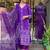 Women's purple french crepe embroidered kurta pant set with chinon dupatta