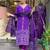 Women's purple french crepe embroidered kurta pant set with chinon dupatta