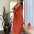 Women's orange viscose chinon embroidered kurta pant set with chanderi dupatta