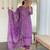 Purple french crepe sequin & stone embroidery kurta pant set with printed chinon dupatta