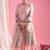 Women's pink viscose chanderi sequin stone embroidery v-neck kurta pant set with printed organza dupatta