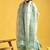 Women's olive green viscose chanderi sequin stone embroidered v-neck kurta pant set with organza dupatta
