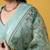 Women's olive green viscose chanderi sequin stone embroidered v-neck kurta pant set with organza dupatta