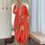 Women's orange sequin embroidered french crepe kurta pant set with organza dupatta