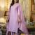 Women's pink viscose rayon sequin stone embroidered v neck kurta pant set with chanderi dupatta