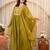 Women's chanderi silk sequin stone embroidered v neck green kurta pant set with chanderi dupatta