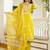 Women's yellow viscose shimar silk kurta pant set with organza dupatt