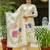 Women's cream viscose silk sequin & stone embroidered kurta pant set with printed silk dupatta