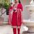 Women's pink viscose chanderi silk kurta pant set with organza dupatta