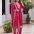Women's pink viscose chanderi silk kurta pant set with organza dupatta