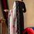 Black embroidered  roman silk straight kurti pant dupatta set