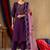 Purple embroidered  roman silk straight kurti pant dupatta set