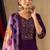 Purple embroidered  roman silk straight kurti pant dupatta set