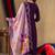Purple embroidered  roman silk straight kurti pant dupatta set