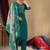 Rama green embroidered  roman silk straight kurti pant dupatta set