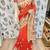 georgette wedding wear saree in red with embroidery work & crystal stone work