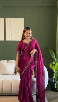 Space Silk Zarkan Diamond Work Saree With Blouse Set For Women's 1