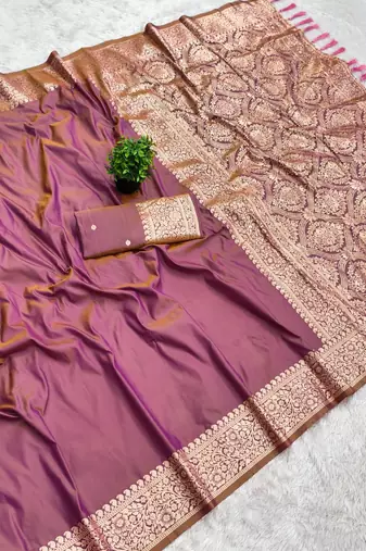 Light Magenta Color Zari Weaving Work art silk saree