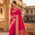 Pink Color Zari Weaving Work Silk Saree