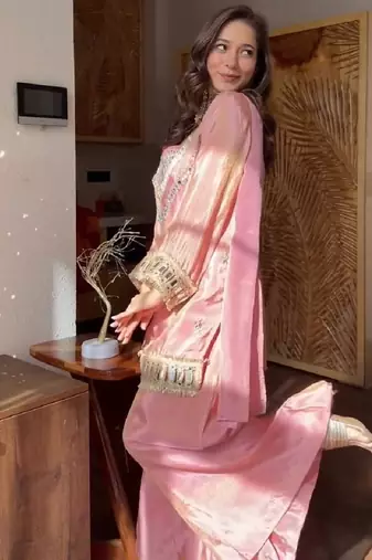 real mirror work with lace border kurta set