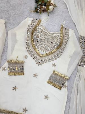 real mirror work with lace border kurta set 3