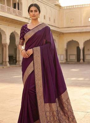 Wine Color Zari Weaving Work art silk saree 2