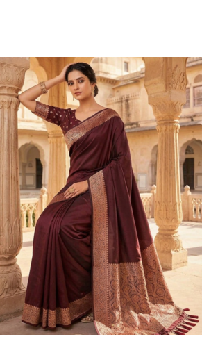 Maroon Color Zari Weaving Work art silk saree 1