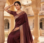Maroon Zari Weaving Work Art Silk Saree