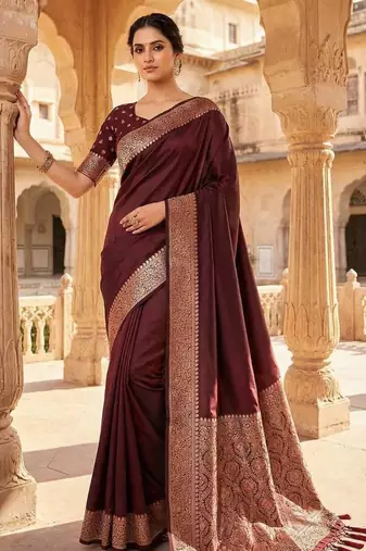 Maroon Color Zari Weaving Work art silk saree