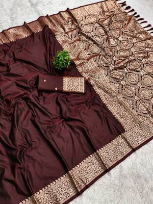Maroon Color Zari Weaving Work art silk saree 3