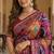 Roman Silk With ajarakh Print And Real Mirror work Saree With Blouse Set