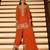 Orange chinon silk full stitched free size palazzo suits upto 42