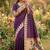 Purple Color zari weaving  Work Silk Saree