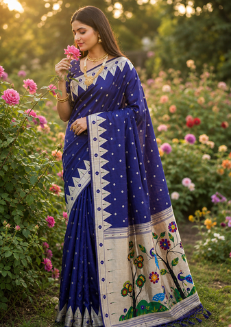 purple Color zari weaving  Work Silk Saree