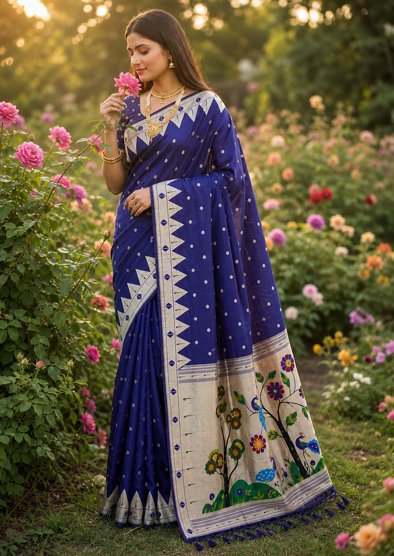 purple Color zari weaving  Work Silk Saree