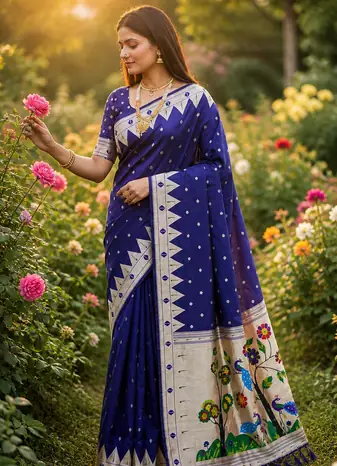 purple Color zari weaving  Work art silk saree