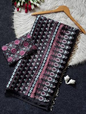Roman Silk Ajarakh Print And Real Mirror work Saree With Blouse Set For Women's 5