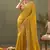 Yellow silk embroidered designer saree