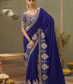 Royal blue gota patti embroidered designer saree with blouse