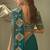 Turquoise gota patti embroidered designer saree with blouse