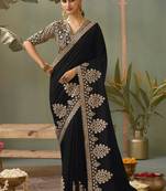 Black gota patti embroidered designer saree with blouse