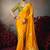 Yellow chiniya silk heavy designer embroidered saree