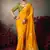 Yellow chiniya silk heavy designer embroidered saree