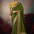 Dark green chiniya silk heavy designer embroidered saree