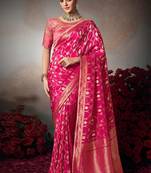 Pink chiniya silk heavy designer embroidered saree