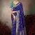Blue chiniya silk heavy designer embroidered saree
